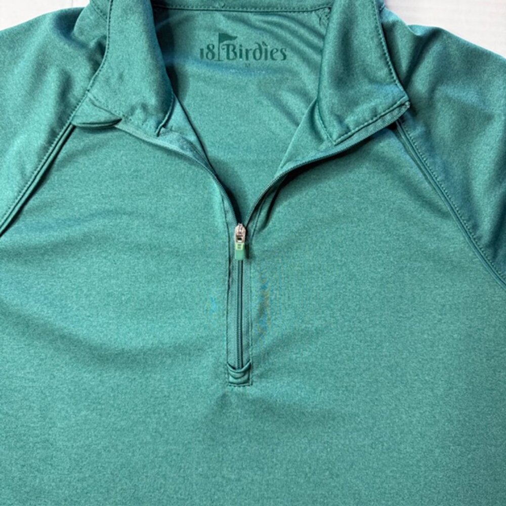 Golf Shirt 18 Birdies Women's Green 1/4 Zip Pullover Tennis Pickleball Top Sz M - Picture 6 of 10